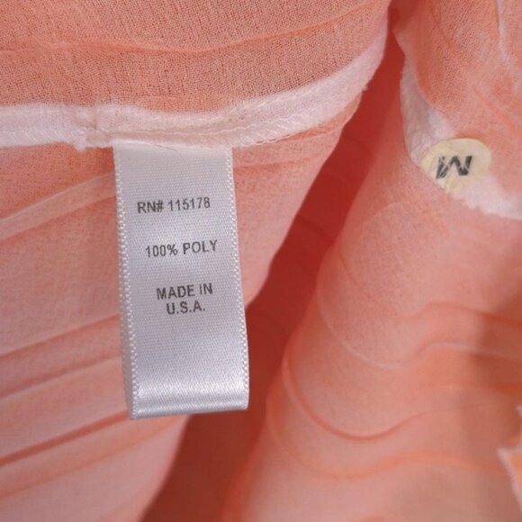 Komarov Women's Dress MEDIUM Ombre Print Orange White Chiffon Pleated USA MADE - Picture 8 of 9